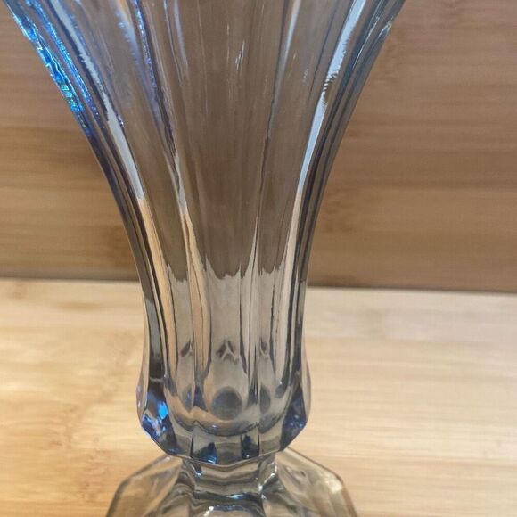 Vintage Glass Fostoria Virginia Light Blue Scalloped Edge Flower Floral Vase - Picture 5 of 11